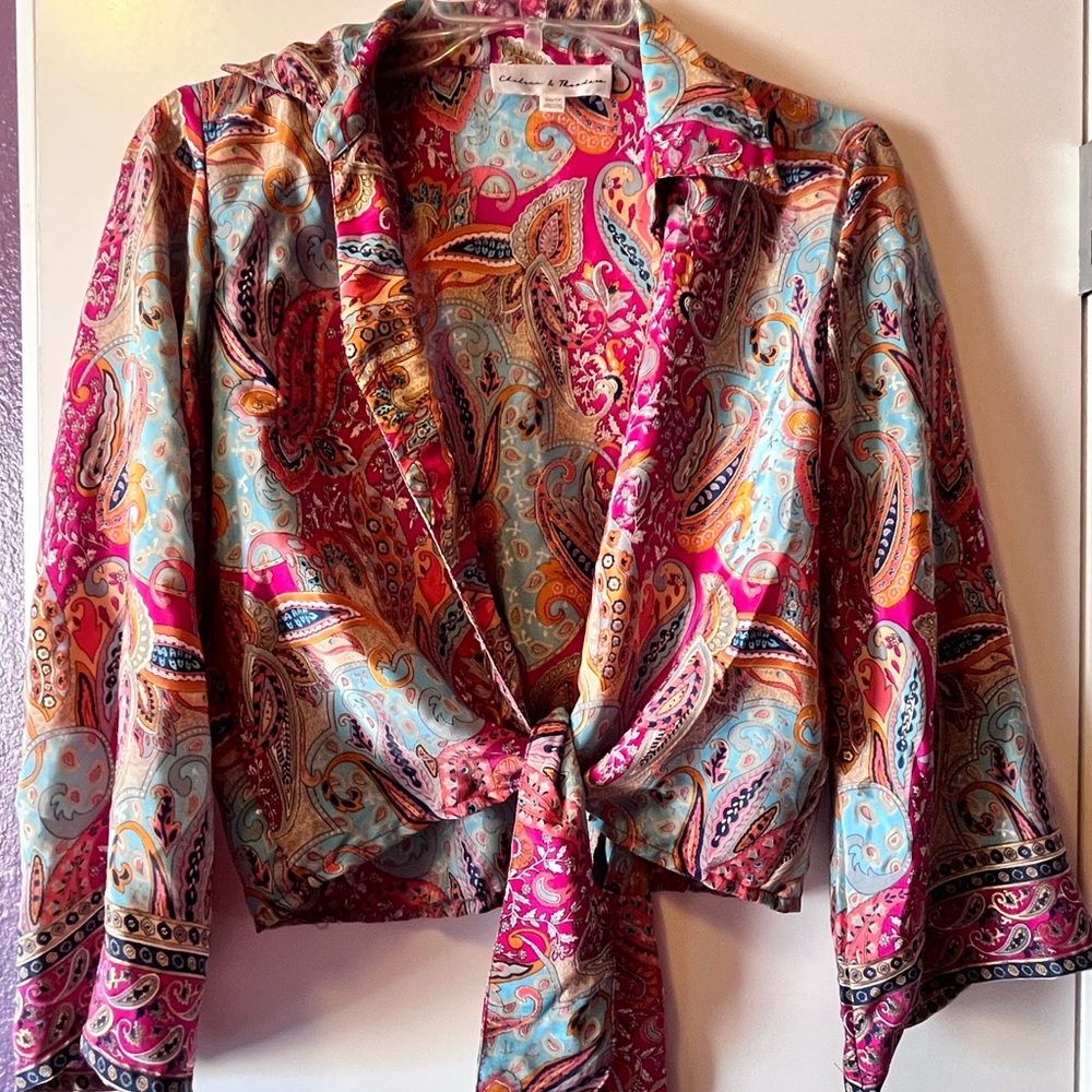 Chelsea & Theodore  top and bottom set gorgeous jewel and metallic colors xs/s